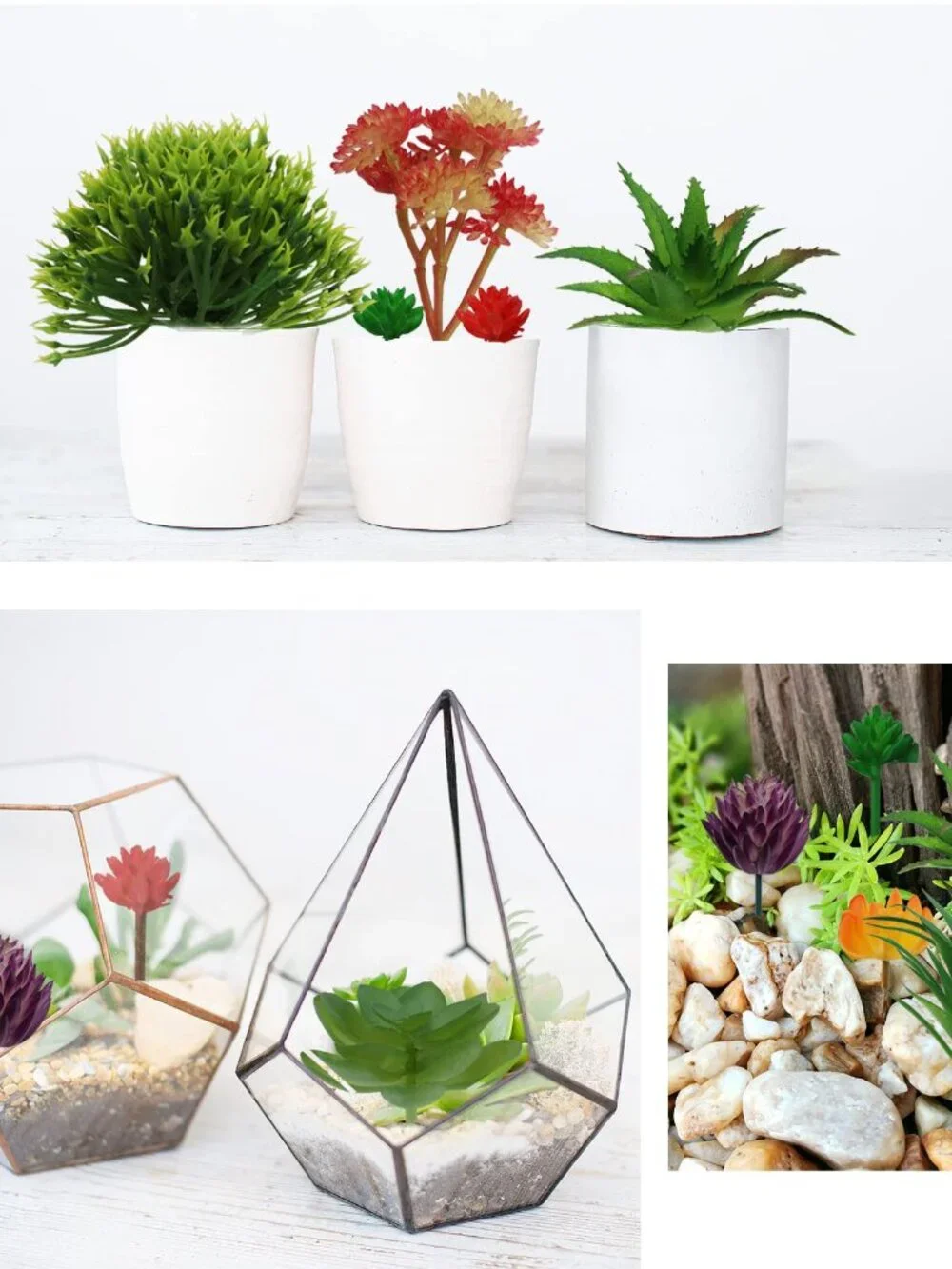Artificial Succulents Plants, 16pcs Colorful Fake Succulents, Mini Artificial Su